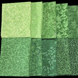 Fat Quarter Bundle - Green Prints - 10 Pcs Revised May 2026
