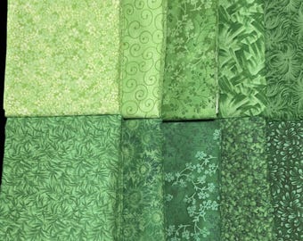 Fat Quarter Bundle - Green Prints - 10 Pcs Revised May 2026