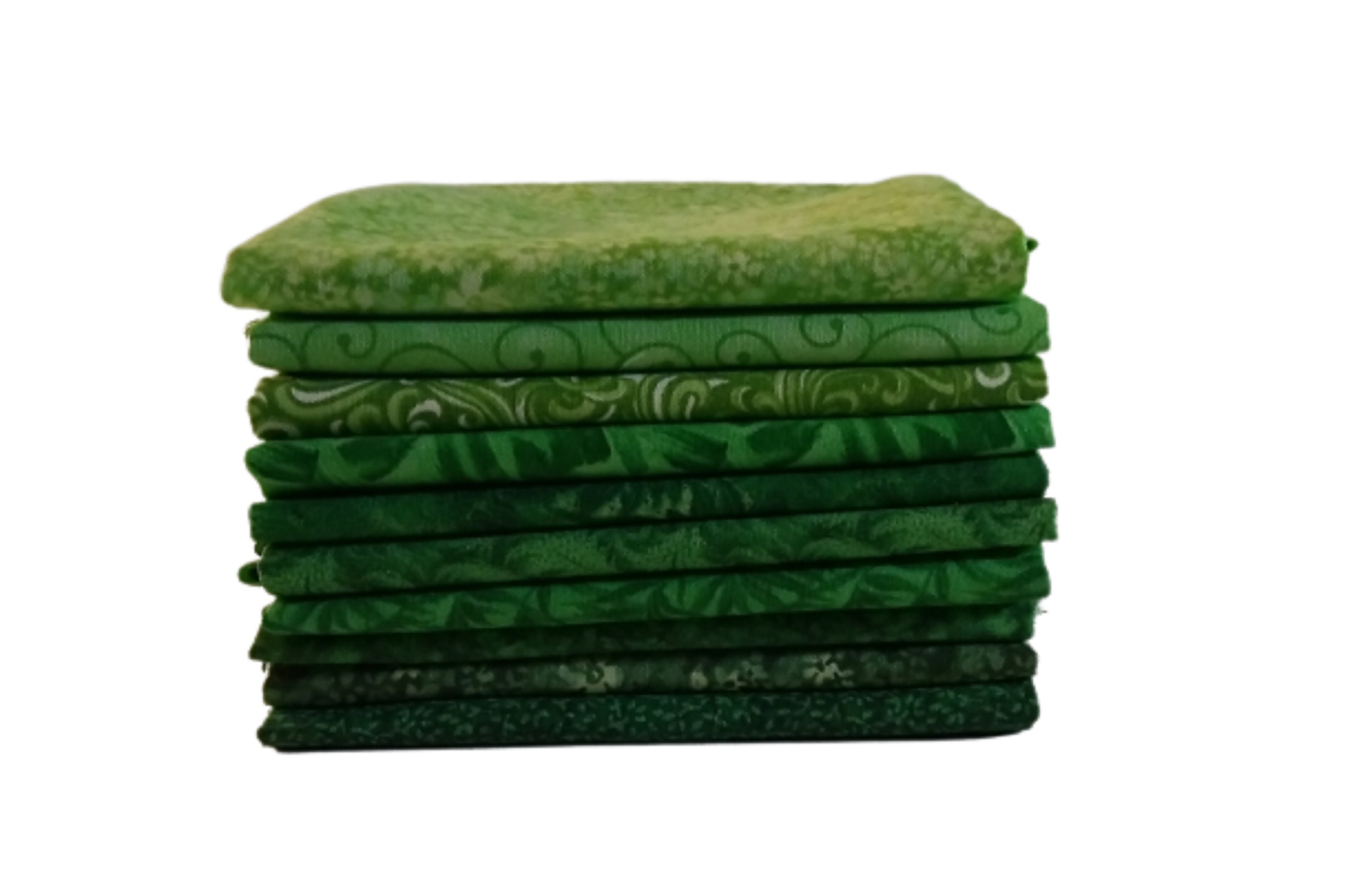 Fat Quarter Bundle Green Prints 10 Pcs 100 Cotton Etsy
