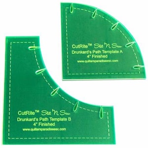 Cutrite Slit N Sew  Drunkards Path Template 4in Finished - Quilting Template