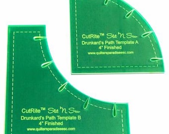 Cutrite Slit N Sew  Drunkards Path Template 4in Finished - Quilting Template