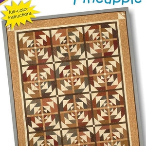 May include: A quilt pattern for a "Strip-Apple Pineapple" quilt, designed by daniela stout. The pattern uses 2 1/2 inch strips and includes instructions for lap, throw, twin, and king sizes.