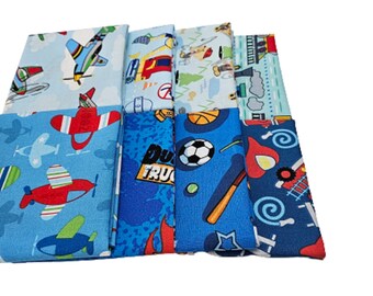 Fat Quarter Bundle Assorted Juvenile Boy Prints - 8pcs