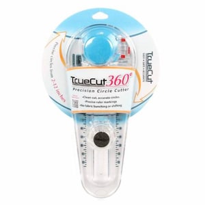 May include: A white plastic TrueCut 360° Precision Circle Cutter with a blue circle and red markings. It cuts circles from 2 to 12 inches.