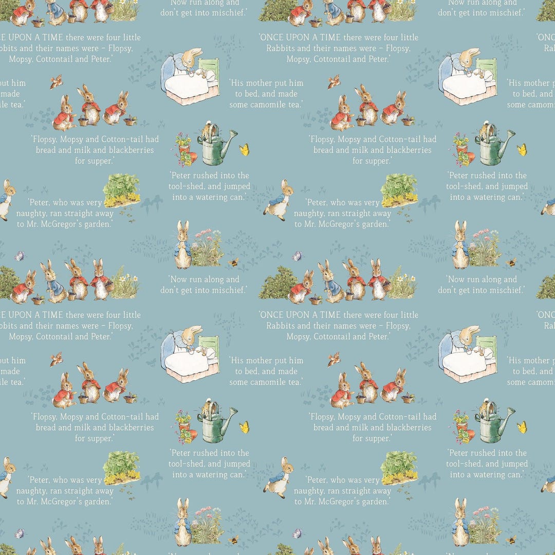 The Tale of Peter Rabbit Text Blue - Etsy
