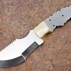 Knife Blank Tracker D2 D-2 Steel Large Custom Knives Blades Blanks Hunting Brass Guard [h-blank-34-d2-brass]