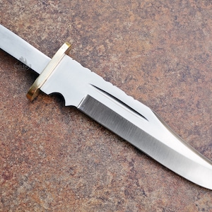 Knivämne Stor Klämmspets D2 D-2 Stålämnen Blad Specialknivar + Mässingsskydd [h-blank-02-d2-brass]