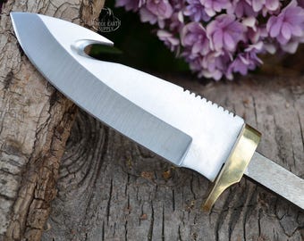 Knife Blank CUSTOM Guthook Making Hunter Blade w/Brass Guard Bolster #SM02 [blsm02]