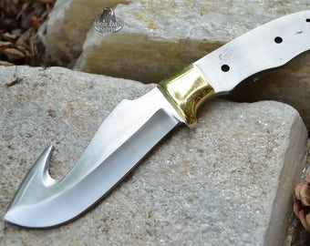 Knife Blank 8in Guthook Blade Knife Making Blades Blanks Gutting Hunting Custom Knives [BL048]