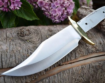 Knife Blank CUSTOM Clip Point Bowie Blade Knife Making w/Brass Guard Bolster #055 [BL055]
