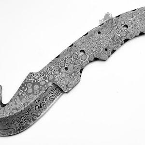 Knife Blank Guthook Damascus High Carbon Steel Large Blade Hunting Knives Making Blanks Blades Custom Knife Making High Carbon A-BLANK-23