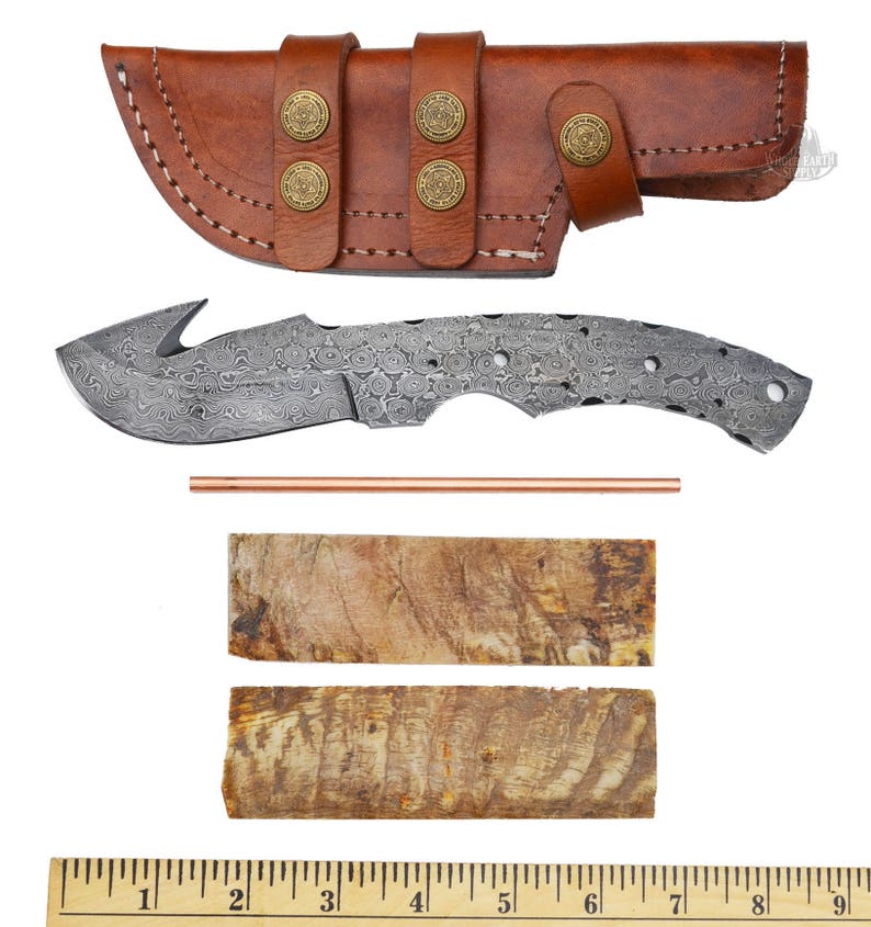 Knife Kit Build Your Own Damascus Guthook Knife with Ram Etsy