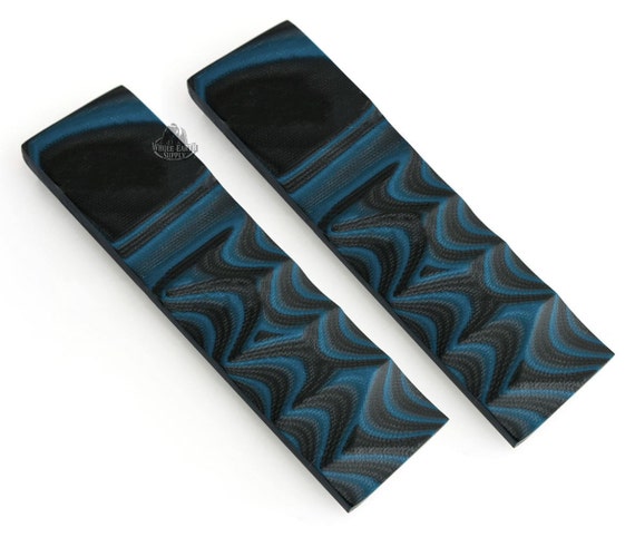 Knife Handle Scales Grips 5 inch G-10 G10 Black Blue Quality Knives Making Set Pair [G-SCALES-BLUE-BLACK]