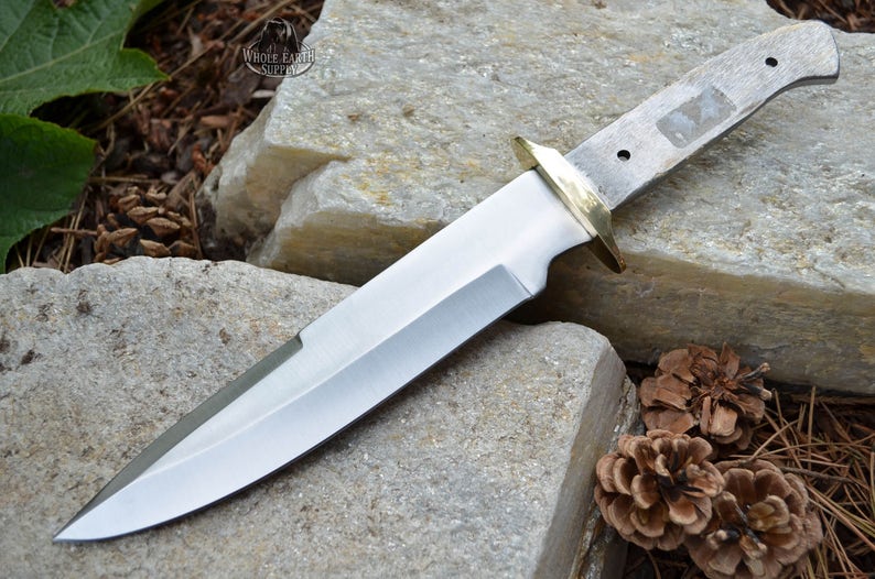 Knife Blank CUSTOM Bowie Blade Full Tang Knives W/brass Guard Etsy