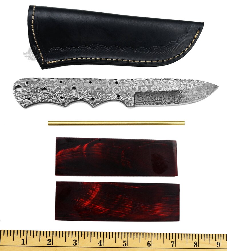 Knife Kitbuild Your Own Damascus Drop Point Knife W/ Etsy