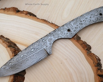 Coltello grezzo in Damasco con scanalatura per dita, lama per scuoiatura, acciaio da caccia 1095HC, lame grezze, produzione di coltelli personalizzati, alto tenore di carbonio, migliore K-BLANK-09