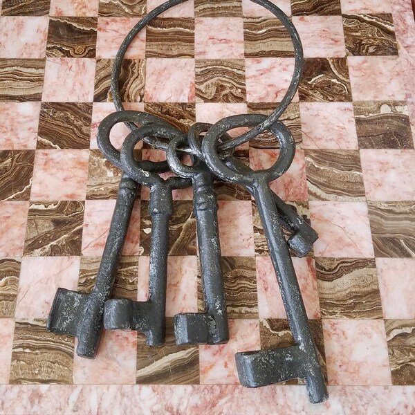 Rustic Decor, Medieval Brutalist Jailhouse Keys, Antique Old Keys, Primitive Decor Ideas
