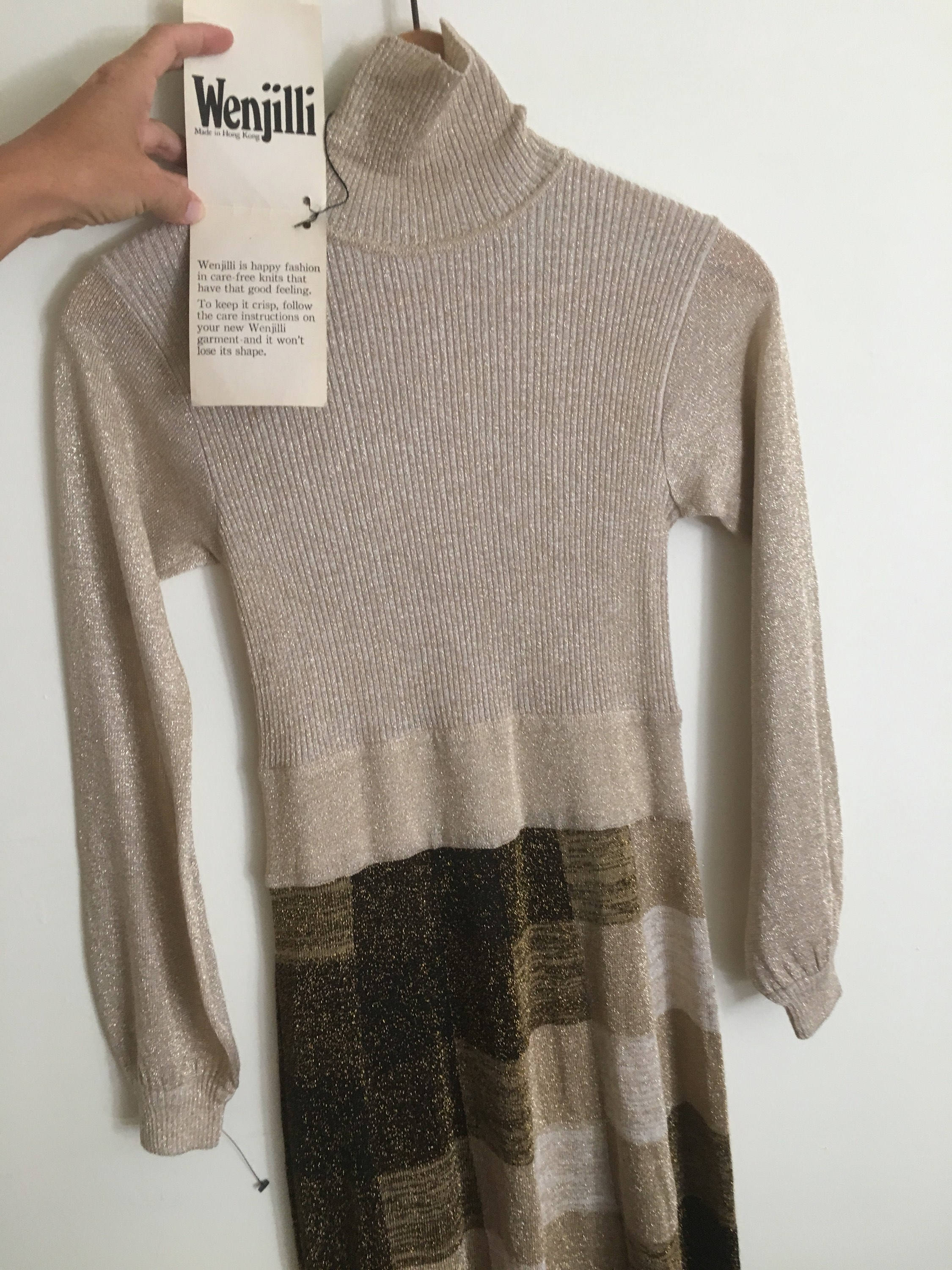 metallic sweater dress