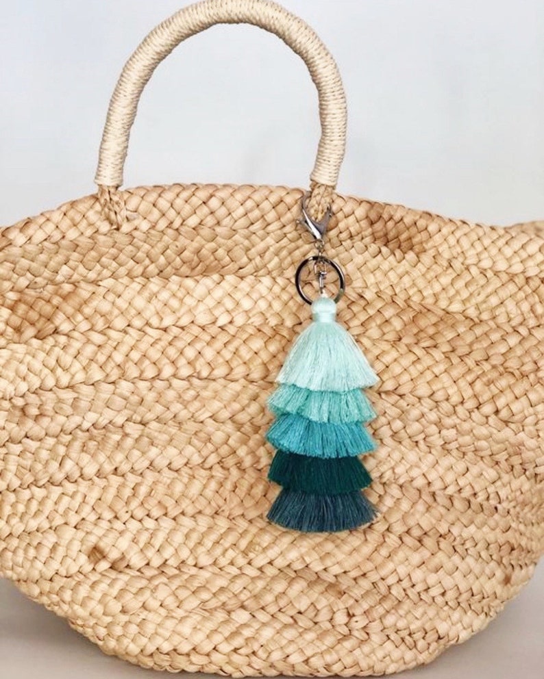 Ombre Layered Tiered Tassel Keychain Bag Decoration Pompoms | Etsy