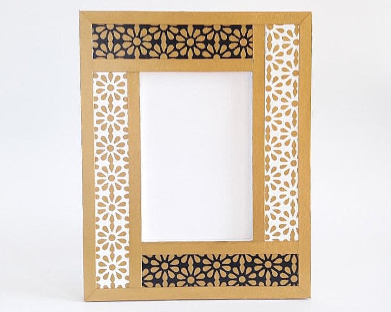 White Black Gold Picture Frame Flower Picture Frame White Picture Frame 4 x 6 Picture Frame