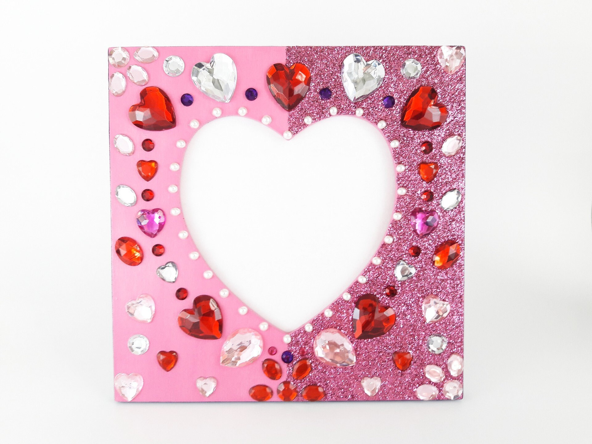 Pink Picture Frame Heart Shaped Picture Frame Glitter Etsy
