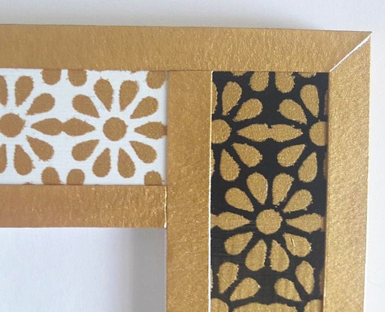 White Black Gold Picture Frame Flower Picture Frame White Picture Frame 4 x 6 Picture Frame