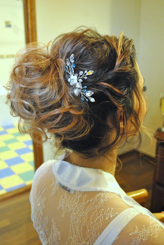 blue hair clip wedding