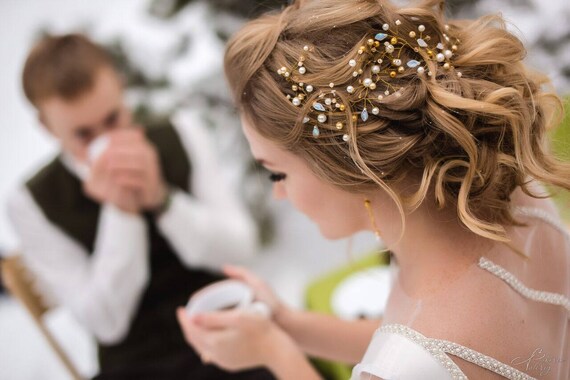 Gold Bridal Hair Vine Wedding Hair Vine Bridal Wreath Bridal Etsy