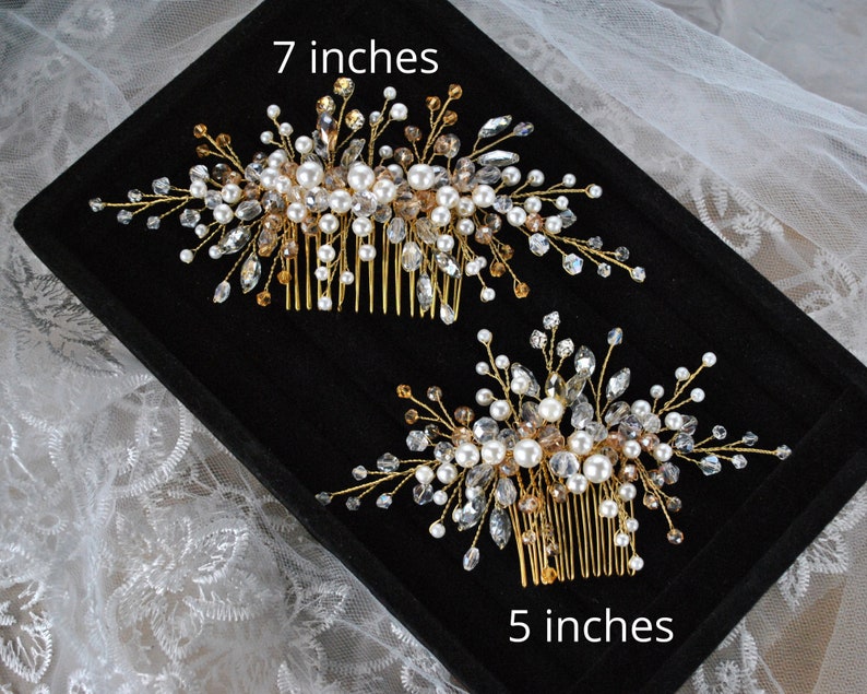 Gold Hair Comb Wedding Bridal Jeweled Headpieces Gold Pearl Etsy