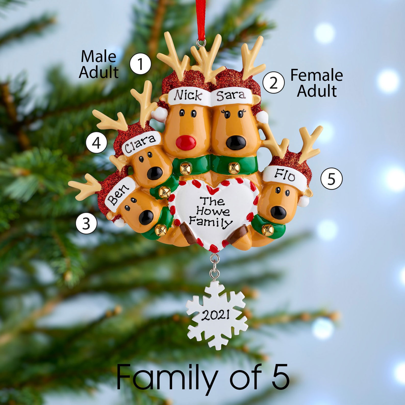 Personalised Christmas Tree Decoration Ornament Reindeer Etsy UK