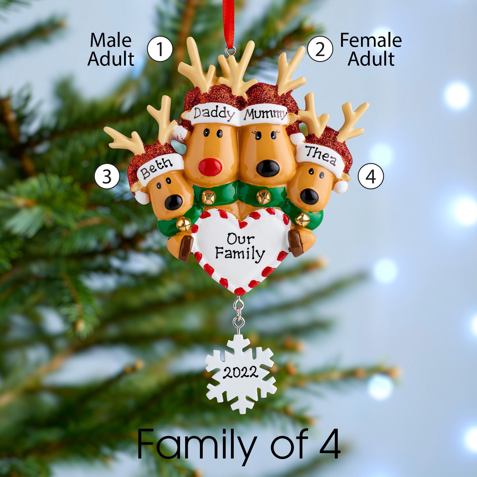 Personalised Christmas Tree Decoration Ornament Reindeer Etsy UK