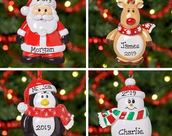 Personalised Christmas Tree Decoration Ornament  - Caracter Snowman, Santa, Reindeer or Penguin