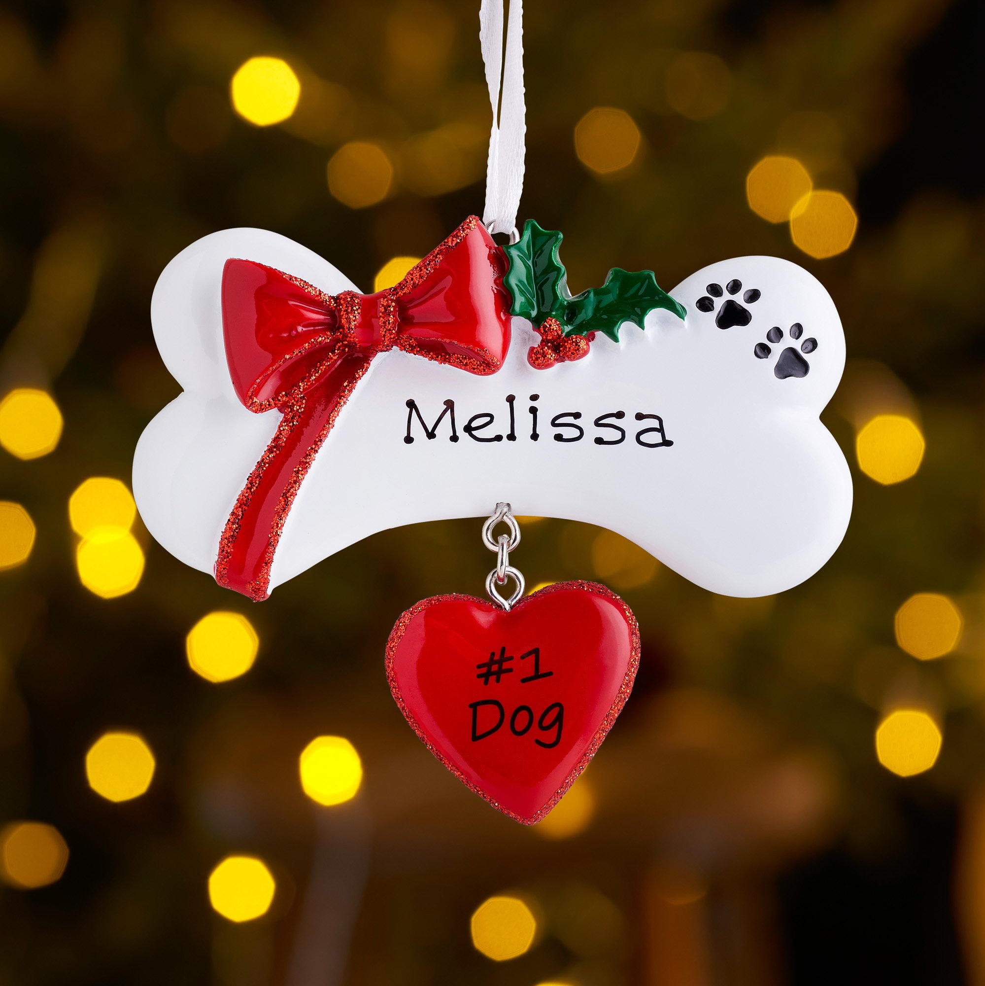 Personalised Christmas Tree Decoration Ornament Dog Bone Etsy