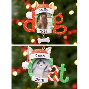 Personalised Christmas Xmas Tree Decoration Ornament - Dog/Cat Photo Frames