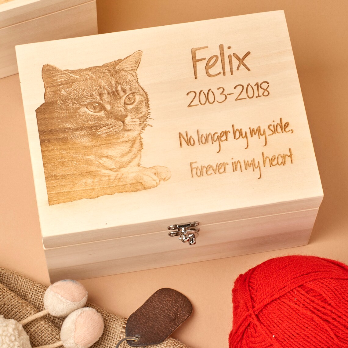 Personalised Wooden Pet Memorial Box Engraved Photo Etsy