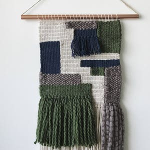 Purple Green Striped Hand Woven Wall Hanging, Medium Weaving, Statement Art, Yarn Wall Hanging, Tapestry, Woven Wall Art, Weaving