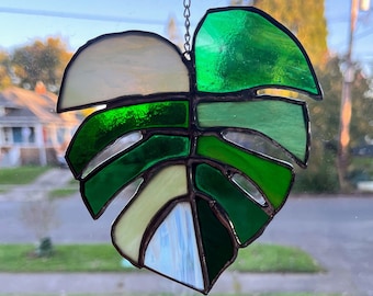 Variegated Monstera Stained Glass, Sun Catcher
