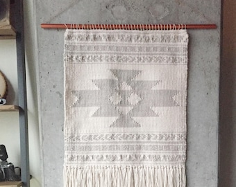CUSTOM - Large Geometric Cream Woven Wall Hanging, Large Weaving, Statement Art, Yarn Wall Hanging, Tapestry, Woven Wall Art, Weaving