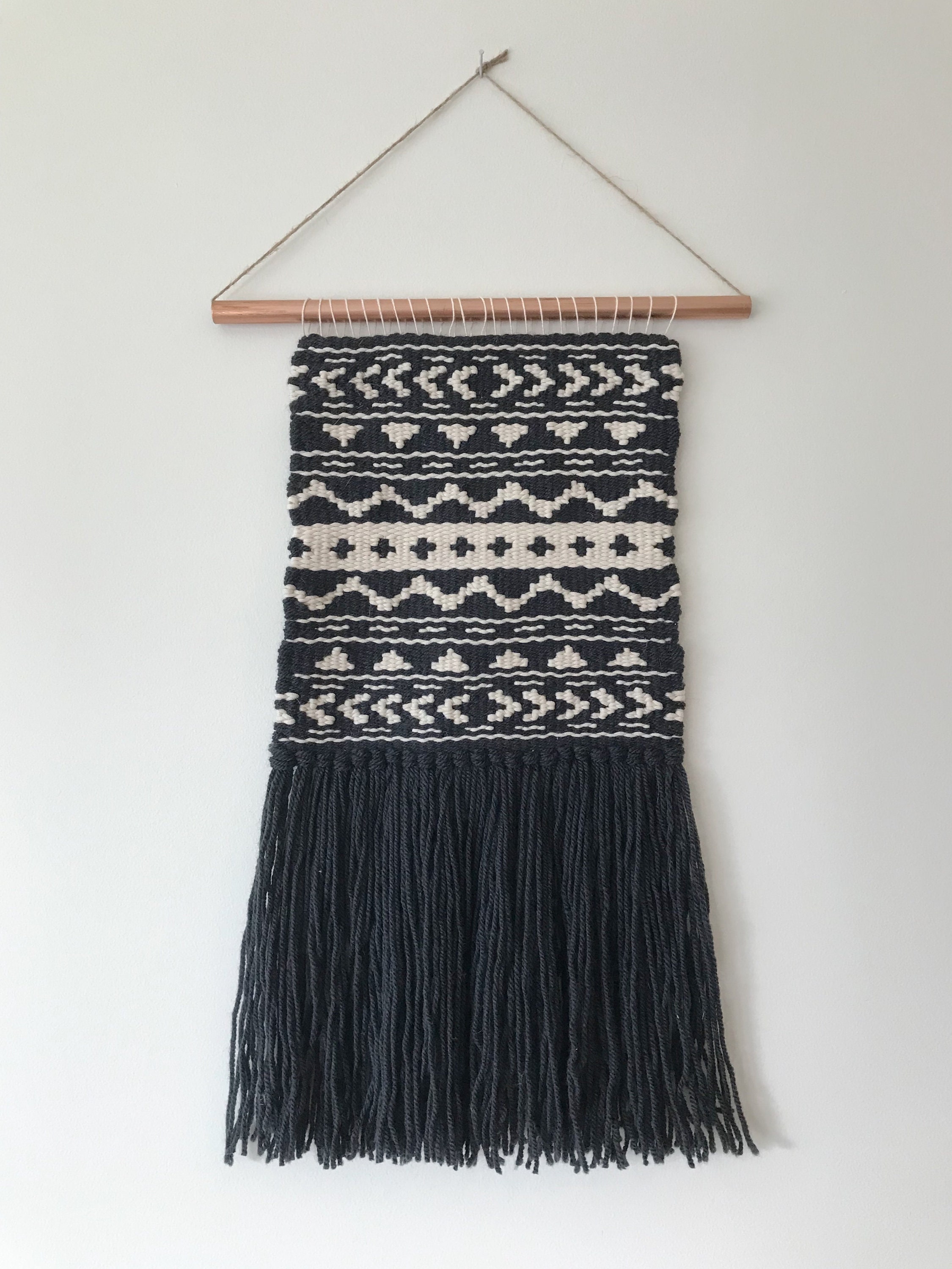 Medium Black Cream Pattern Woven Wall Hanging Valentines Day Gift medium-black-cream-pattern-woven-wall-hanging-valentines-day-gift