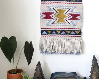 Geometric Woven Wall Hanging, Small Weaving, Statement Art, Yarn Wall Hanging, Tapestry, Woven Wall Art, Weaving