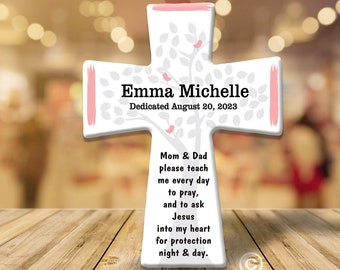 Personalized Custom Ceramic Cross, First Communion, Dedication, Christening, Baptism, Personalized Ceramic Cross With Name, Baby Shower Gift