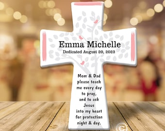 Personalized Ceramic Cross, Christening Gift, First Communion, Dedication