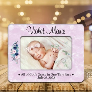 All of Gods Grace in one Tiny Face Christening Gifts for Girls, Baptism Gift for Granddaughter, Newborn Picture Frame, Nursery Frame, Wood