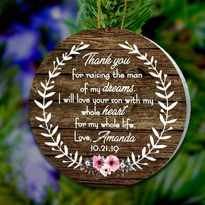 Mother Of Groom Gift From Bride, Thank you For Raising The Man of My Dreams Christmas Ornament, Mother of The Groom, Mother In Law Ornament