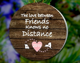 Long Distance Friendship Ornament Distant Friendship State Ornament Best friends Ornament Rustic Friendship Ornament Besties Ornament