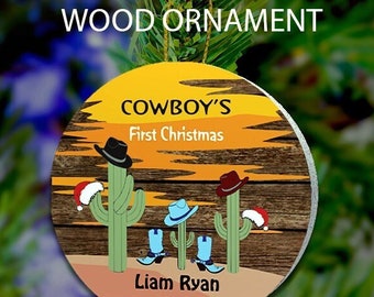 Cowboy Christmas Ornament, CowBoy First Christmas,1st Christmas Ornament, Boys Christmas Ornament, Western Ornaments, Cowboy Boot Ornament,