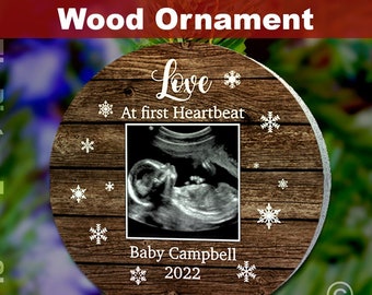 Love At First Heatbeat Love At First Sight Picture Ornament Pregnany Announcement Ornament, Ultrasound Ornament, Wood Ornament Wood Magnet