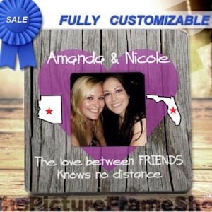 Personalized Long Distance Friendship Frame: Custom Wood Photo Gift
