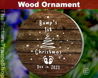 Baby Bump's First Christmas Wood Ornament, Expecting Parents Gift