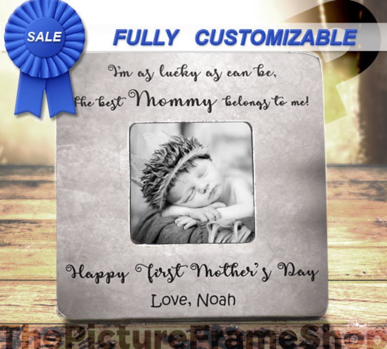 Mothers Day Gift For Mom Best Mom First Mother's Day Gift  Mom Frame New Mom Gift I'm As Lucky As Can Be, 1st Mothers Day Frame Gift 